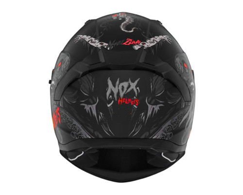 Цілісний шолом nox (повний) з козирком n401 zumbi чорний/червоний матовий розмір xl