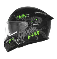 Шолом nox інтегральний (повний) з козирком n401 zumbi чорний/зелений fluo матовий розмір l