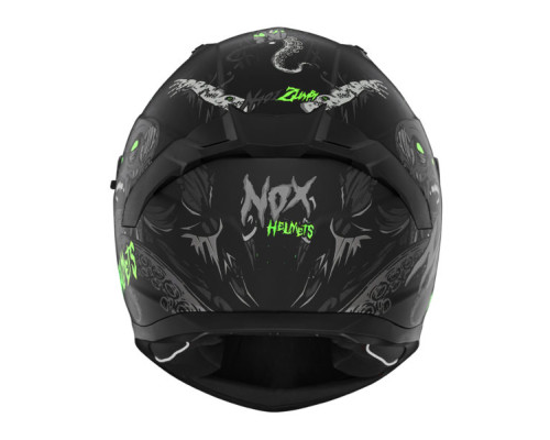 Шолом nox інтегральний (повний) з козирком n401 zumbi чорний/зелений fluo матовий розмір l