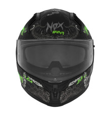 Цілісний шолом nox (повний) з козирком n401 zumbi black/green fluo матовий розмір xxl