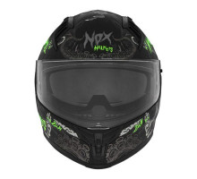 Цілісний шолом nox (повний) з козирком n401 zumbi black/green fluo матовий розмір xxl
