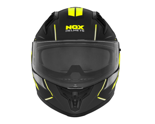 Цілісний шолом nox promotion (повний) з забралом n401 xeno чорний/жовтий fluoресцентний матовий розмір xl
