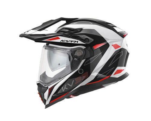 Kappa 2024/12 kv33 graphic wizard enduro подвійний шолом для бездоріжжя з козирком та забралом колір чорний білий червоний розмір 60/л (ece approval 22r06)