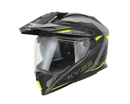 Kappa 2024/12 kv33 graphic wizard enduro подвійний шолом для бездоріжжя з козирком і забралом чорний сірий жовтий fluoресцентний матовий розмір 61 / xl (ece approval 22r06)