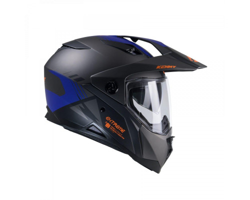Kenny racing шолом подвійний пригодницький модель extreme graphic gunmetal матовий колір чорний/сірий/синій розмір xs (53 - 54 см)