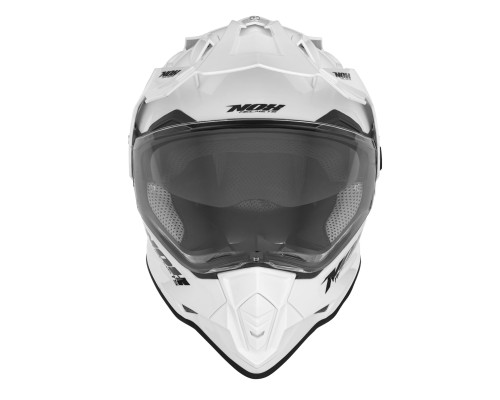 Nox offroad / trail duosport (dual) n312 суцільний шолом з козирком і забралом колір глянцевий білий розмір s