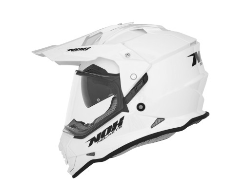 Nox offroad / trail duosport (dual) n312 суцільний шолом з козирком і забралом колір глянцевий білий розмір s
