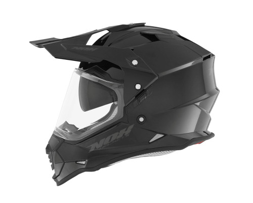 Nox offroad / trail duosport (dual) n312 суцільний шолом з козирком і забралом колір глянцевий чорний розмір m