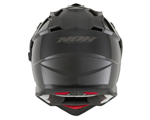 Nox offroad / trail duosport (dual) n312 суцільний шолом з козирком і забралом колір глянцевий чорний розмір s