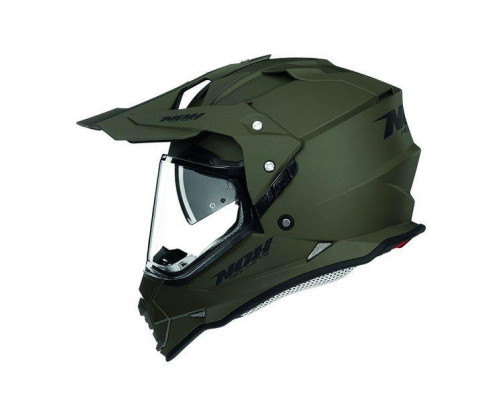Шолом nox offroad / trail duosport (dual) n312 суцільний з козирком і забралом матовий зелений (хакі) розмір xxl