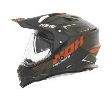 Nox offroad / trail duosport (dual) n312 протигазовий шолом з козирком і забралом помаранчевий/хакі/матовий сірий розмір s