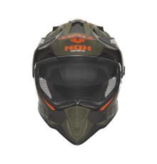 Шолом nox offroad / trail duosport (подвійний) n312 з забралом і козирком колір помаранчевий/хакі/сірий матовий розмір xs