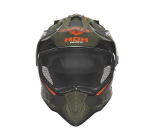 Шолом nox offroad / trail duosport (подвійний) n312 з забралом і козирком колір помаранчевий/хакі/сірий матовий розмір xs