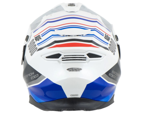 Шолом скорпіон подвійний enduro / adventure adf-9000 air desert white/blue/red колір білий/синій/червоний розмір m