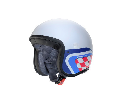Шолом caberg open jet модель freeride x daytona колір білий/синій/червоний матовий розмір l (козирок в комплекті)
