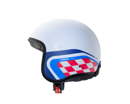 Шолом caberg open jet модель freeride x daytona колір білий/синій/червоний матовий розмір l (козирок в комплекті)