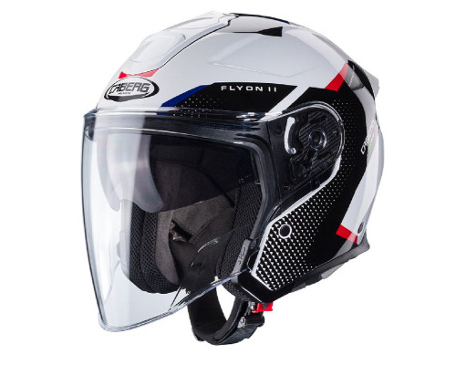 Відкритий реактивний шолом caberg flyon ii boss колір білий/чорний/червоний/синій розмір m
