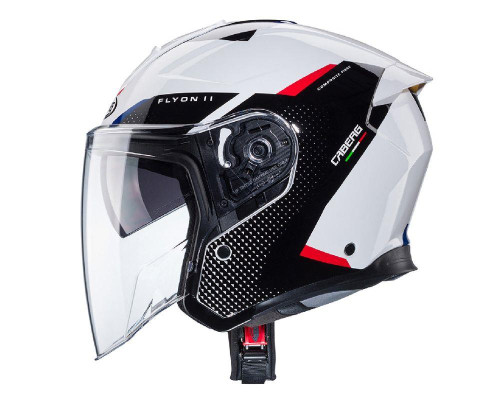 Відкритий реактивний шолом caberg flyon ii boss колір білий/чорний/червоний/синій розмір m