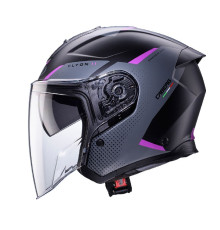 Відкритий реактивний шолом caberg flyon ii boss колір матовий чорний/сірий/фуксія (інтенсивний рожевий відтінок) розмір s