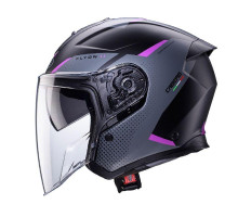 Відкритий реактивний шолом caberg flyon ii boss колір матовий чорний/сірий/фуксія (інтенсивний рожевий відтінок) розмір s