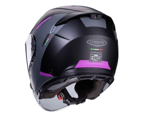 Відкритий реактивний шолом caberg flyon ii boss колір матовий чорний/сірий/фуксія (інтенсивний рожевий відтінок) розмір xs