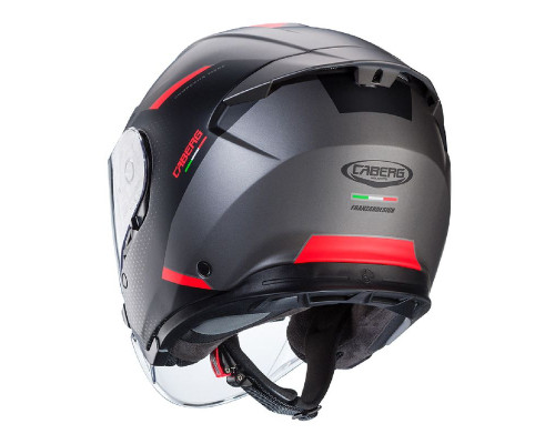 Відкритий шолом caberg jet flyon ii boss колір чорний/сірий/червоний матовий розмір l