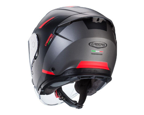 Відкритий шолом caberg jet flyon ii boss колір чорний/сірий/червоний матовий розмір m