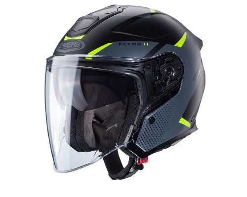 Caberg jet відкритий шолом flyon ii boss колір чорний/сірий/fluo mat жовтий розмір m