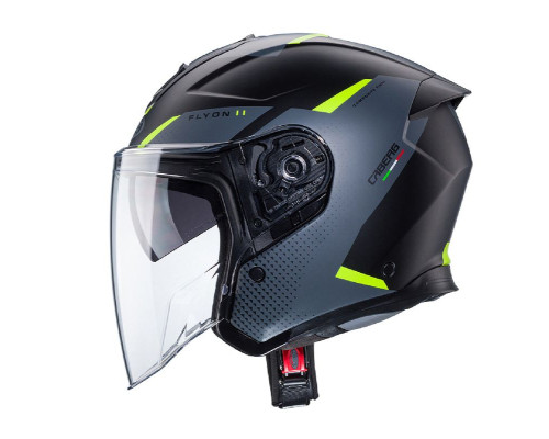 Caberg jet відкритий шолом flyon ii boss колір чорний/сірий/fluo mat жовтий розмір m