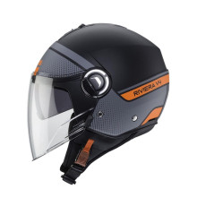 Відкритий реактивний шолом caberg з козирком модель riviera v4 elite колір матовий чорний/сірий/помаранчевий розмір l