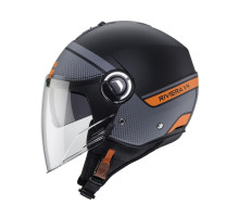 Відкритий реактивний шолом caberg з козирком модель riviera v4 elite колір матовий чорний/сірий/помаранчевий розмір s