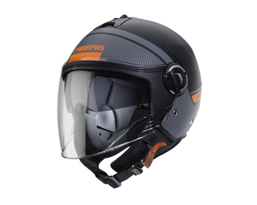Відкритий реактивний шолом caberg з козирком модель riviera v4 elite колір матовий чорний/сірий/помаранчевий розмір xxl