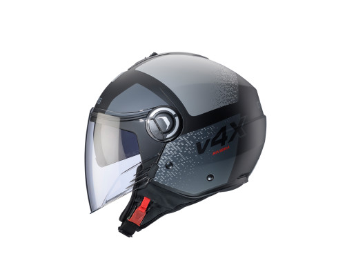 Відкритий реактивний шолом caberg з козирком модель riviera v4x alpha колір матовий чорний/сірий розмір xs