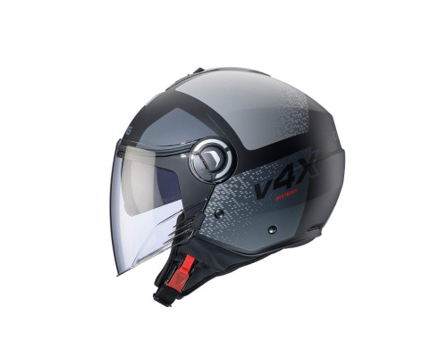 Відкритий реактивний шолом caberg з козирком модель riviera v4x alpha колір матовий чорний/сірий розмір xs