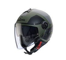 Відкритий реактивний шолом caberg з козирком модель riviera v4x alpha зелений/чорний/сірий матовий розмір l
