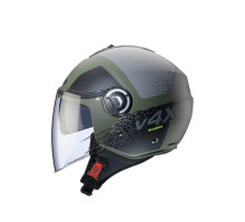 Відкритий реактивний шолом caberg з козирком модель riviera v4x alpha зелений/чорний/сірий матовий розмір m