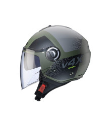 Відкритий реактивний шолом caberg з козирком модель riviera v4x alpha зелений/чорний/сірий матовий розмір s