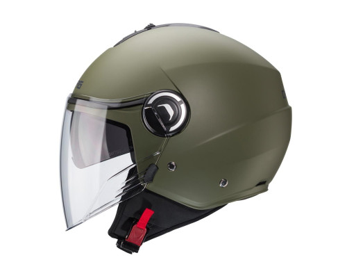 Відкритий реактивний шолом caberg з козирком модель riviera v4x суцільний матово-зелений - військово-зелений розмір m