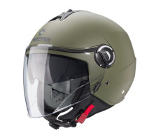 Відкритий реактивний шолом caberg з козирком модель riviera v4x суцільний матовий зелений - військово-зелений розмір xs