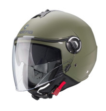 Відкритий реактивний шолом caberg з козирком модель riviera v4x суцільний матовий зелений - військово-зелений розмір xs