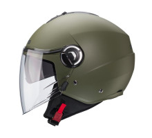 Відкритий реактивний шолом caberg з козирком модель riviera v4x суцільний матовий зелений - військово-зелений розмір xxl