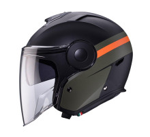 Відкритий реактивний шолом caberg з козирком модель soho zephyr колір чорний/зелений/помаранчевий матовий розмір s