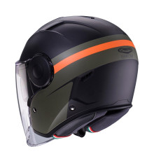 Відкритий реактивний шолом caberg з козирком модель soho zephyr колір чорний/зелений/помаранчевий матовий розмір xl