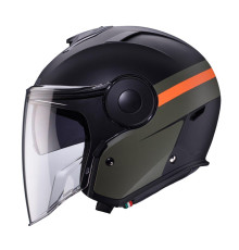 Відкритий реактивний шолом caberg з козирком модель soho zephyr колір чорний/зелений/помаранчевий матовий розмір xxl