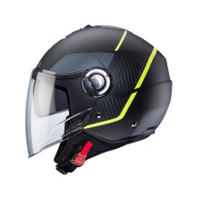 Caberg promotion відкритий реактивний шолом з козирком модель riviera v4x geo колір матовий чорний/fluoресцентний жовтий/сірий розмір xxl