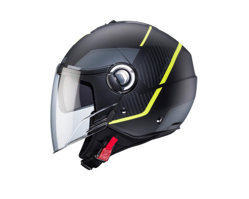 Caberg promotion відкритий реактивний шолом з козирком модель riviera v4x geo колір матовий чорний/fluoресцентний жовтий/сірий розмір xxl