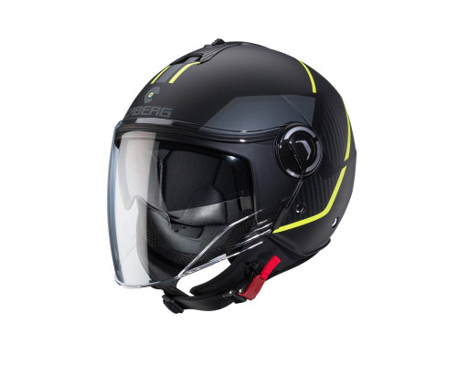 Caberg promotion відкритий реактивний шолом з козирком модель riviera v4x geo колір матовий чорний/fluoресцентний жовтий/сірий розмір xxl