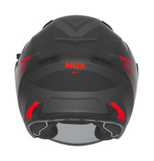Реактивний шолом nox з відкритим обличчям і блендером n130 myst колір чорний/червоний матовий розмір m
