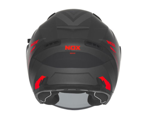 Реактивний шолом nox з відкритим обличчям і блендером n130 myst колір чорний/червоний матовий розмір xl