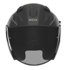 Реактивний шолом nox з відкритим обличчям і блендером n130 myst колір чорний/сріблястий матовий розмір m